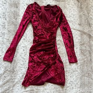 Women’s Velvet Red Long Sleeve Dress